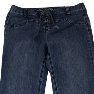 We The Free Lace Up Boot Cut Mid Rise Jeans Women's 29 Blue Stretch Denim